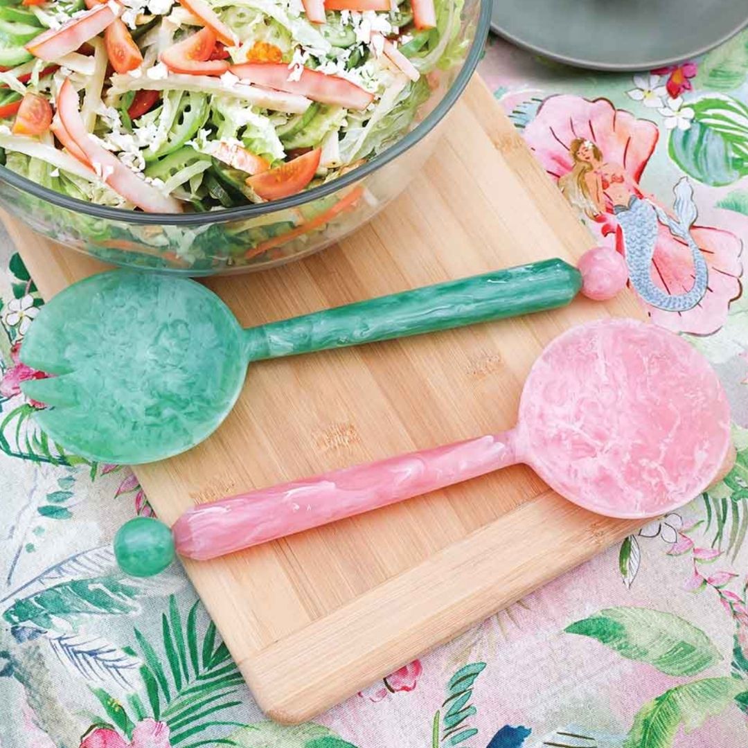 Resin Salad Servers | Pink &amp; Green