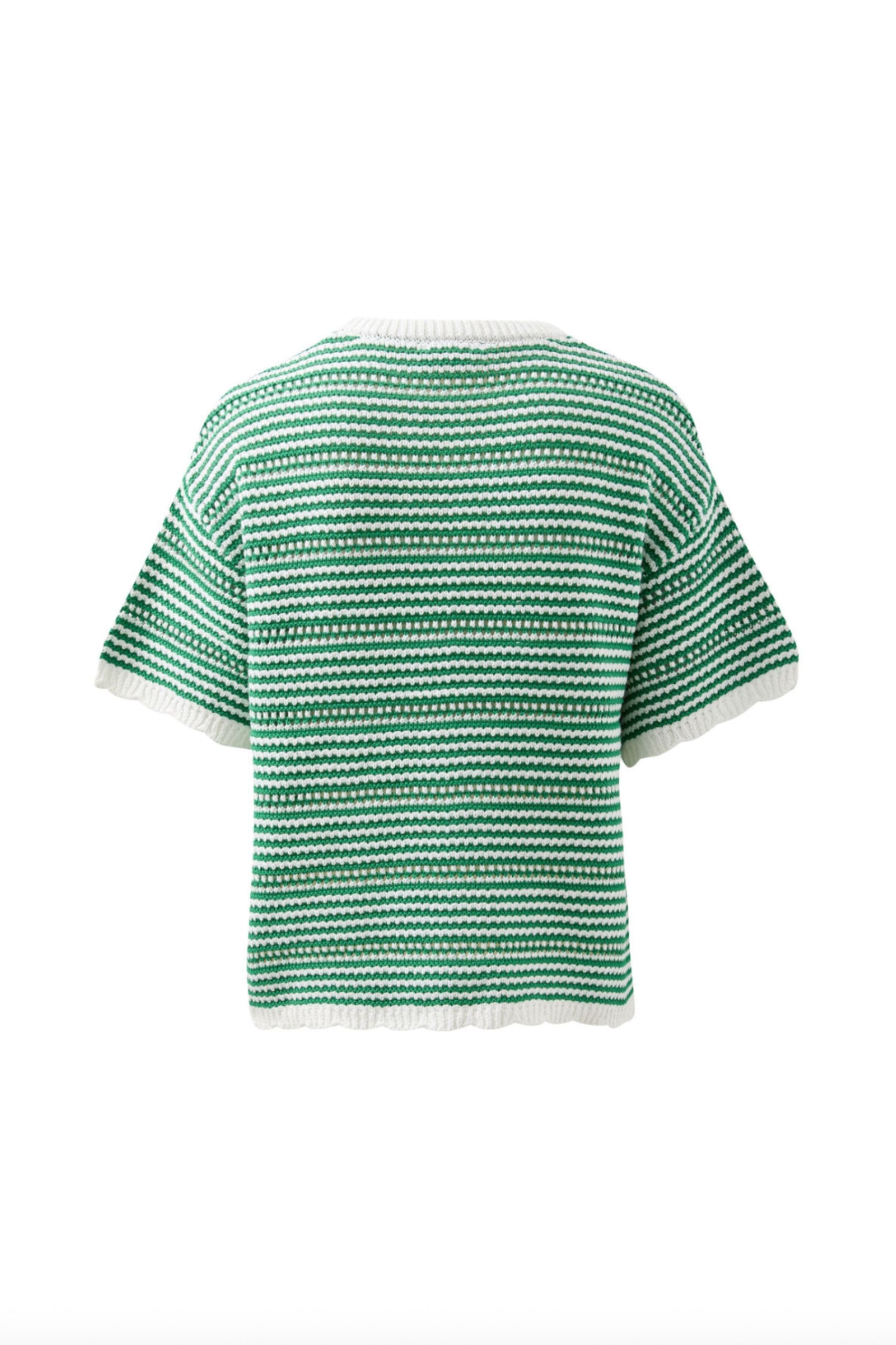 Nina Boxy Knit Tee | Green Stripe