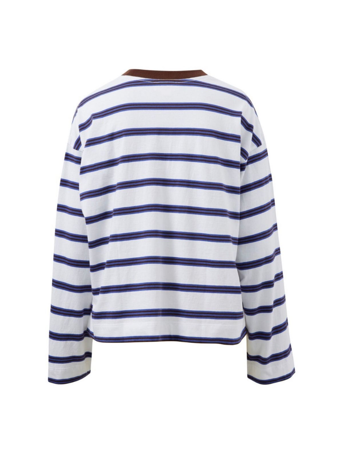 Beau Long Sleeve Slouchy Tee | White/Polo Choc Stripe