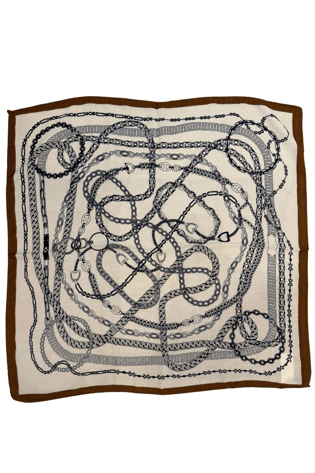 Scarf | Cream, Navy &amp; Caramel Chain