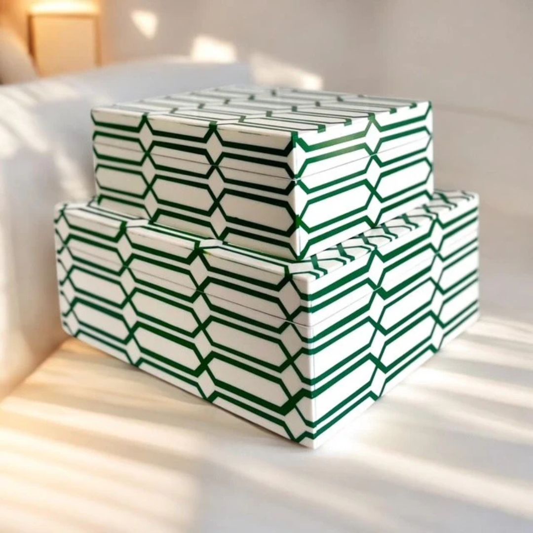 Moss Green Links Resin Box | Large