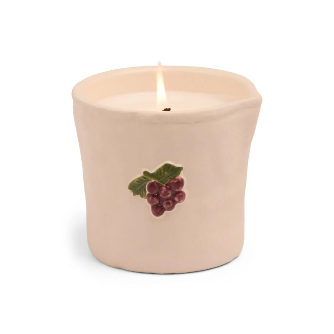 Bistro Grapes Embossed Ceramic Candle | Bordeaux Grape