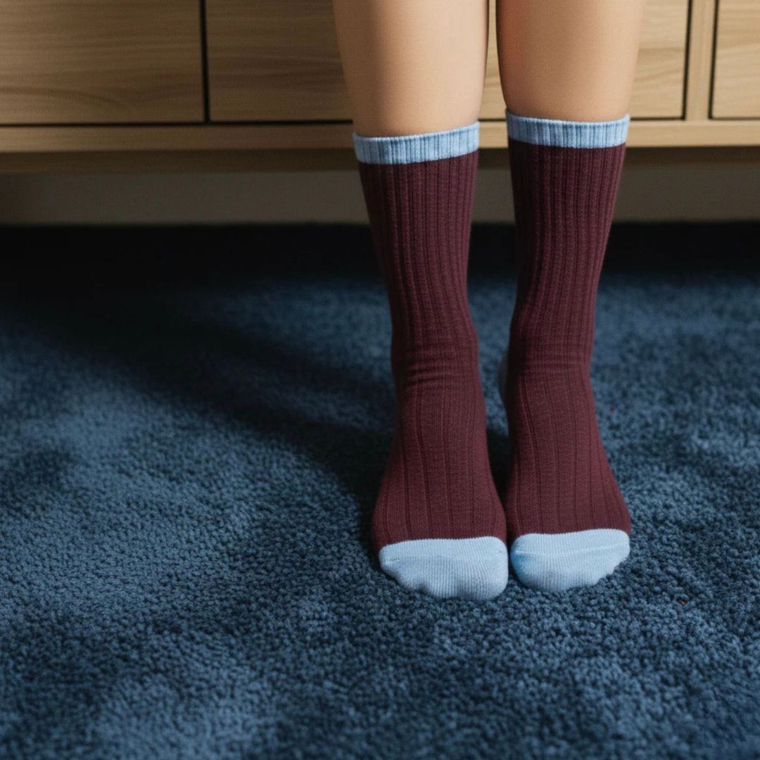 Merino Wool Socks | Burgundy &amp; Sky Blue