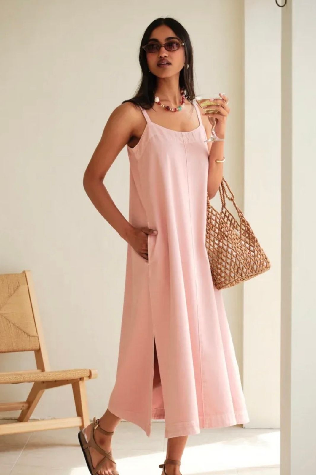 Remy Strappy Midi Dress | Blossom Pink