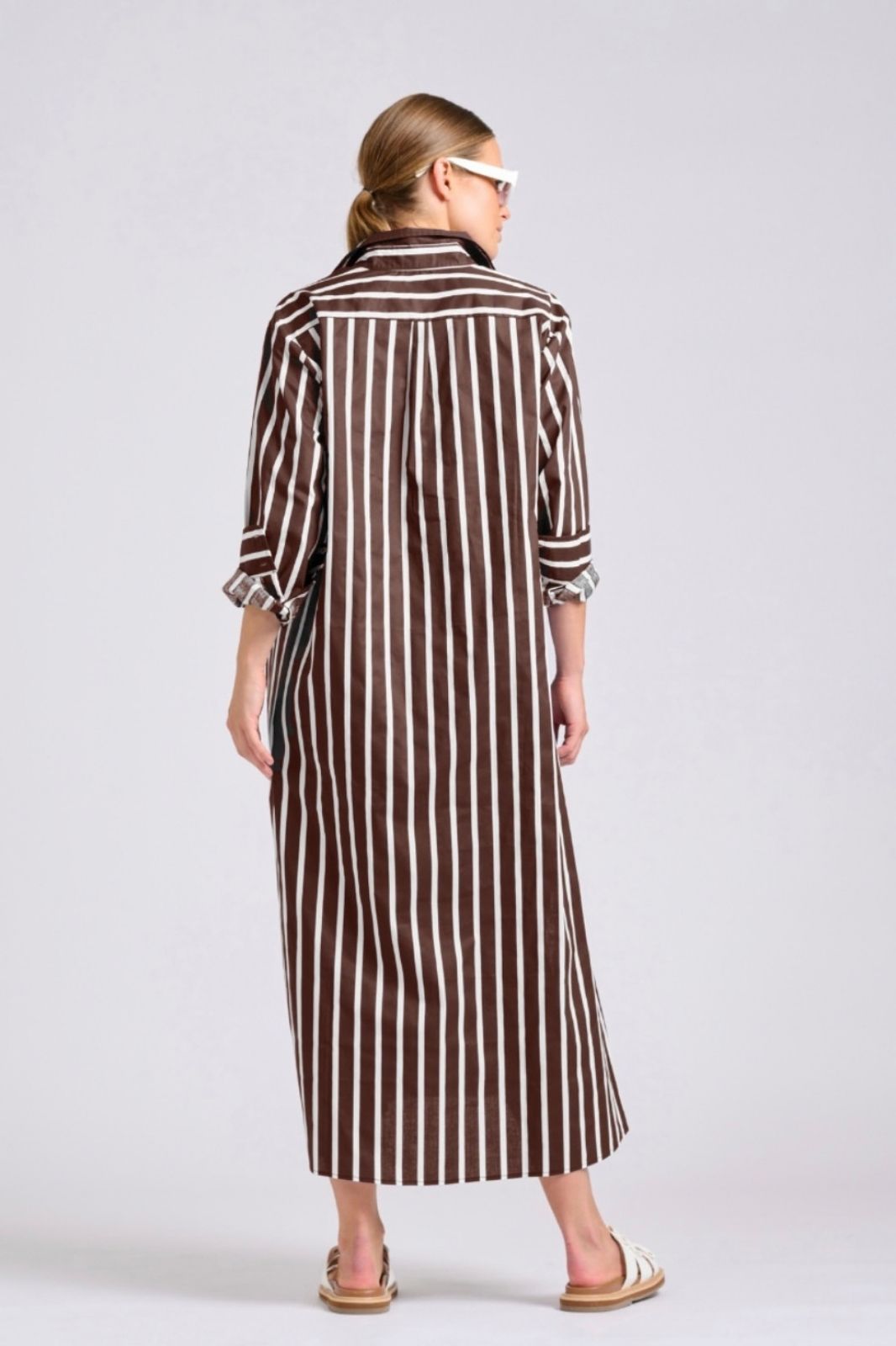 Luna Oversized Dress | Chocolate Thick Stripe