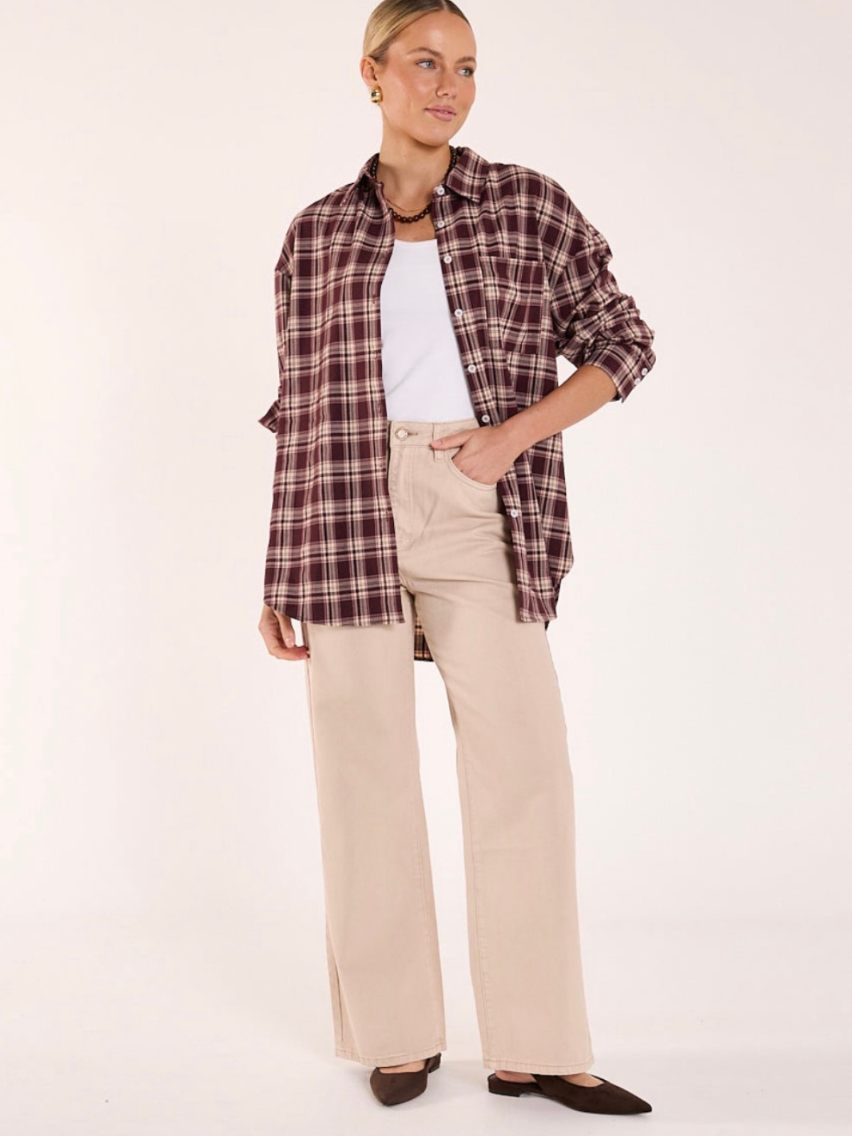 Luca Shirt | Plum Beige Check