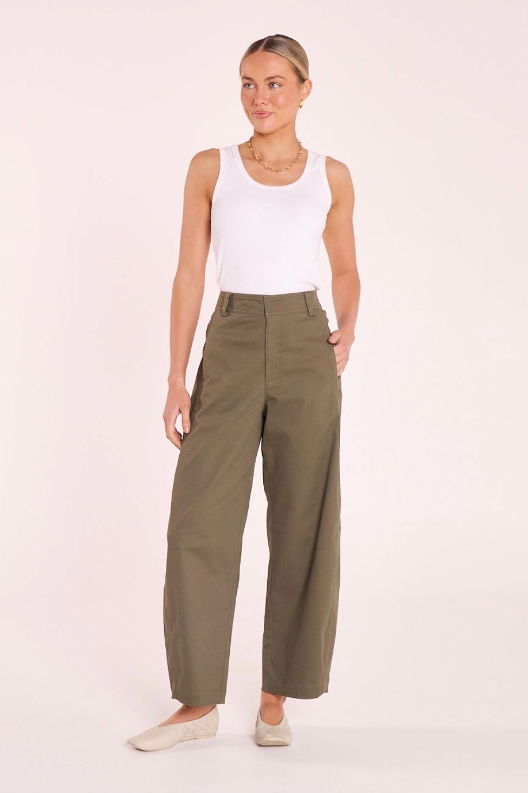 Charlie Barrel Pant | Khaki