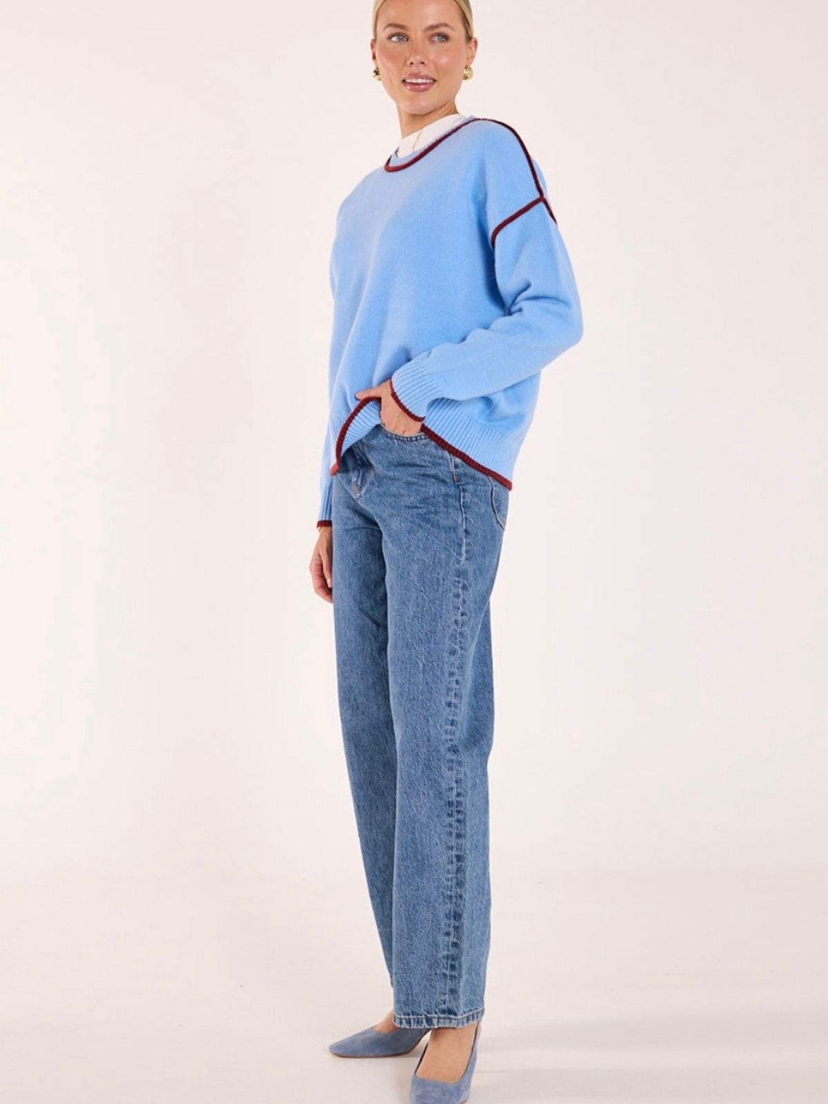 Margot Contrast Knit | Blue &amp; Wine