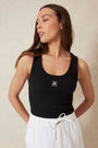 Monogram Rib Scoop Tank | Black/White