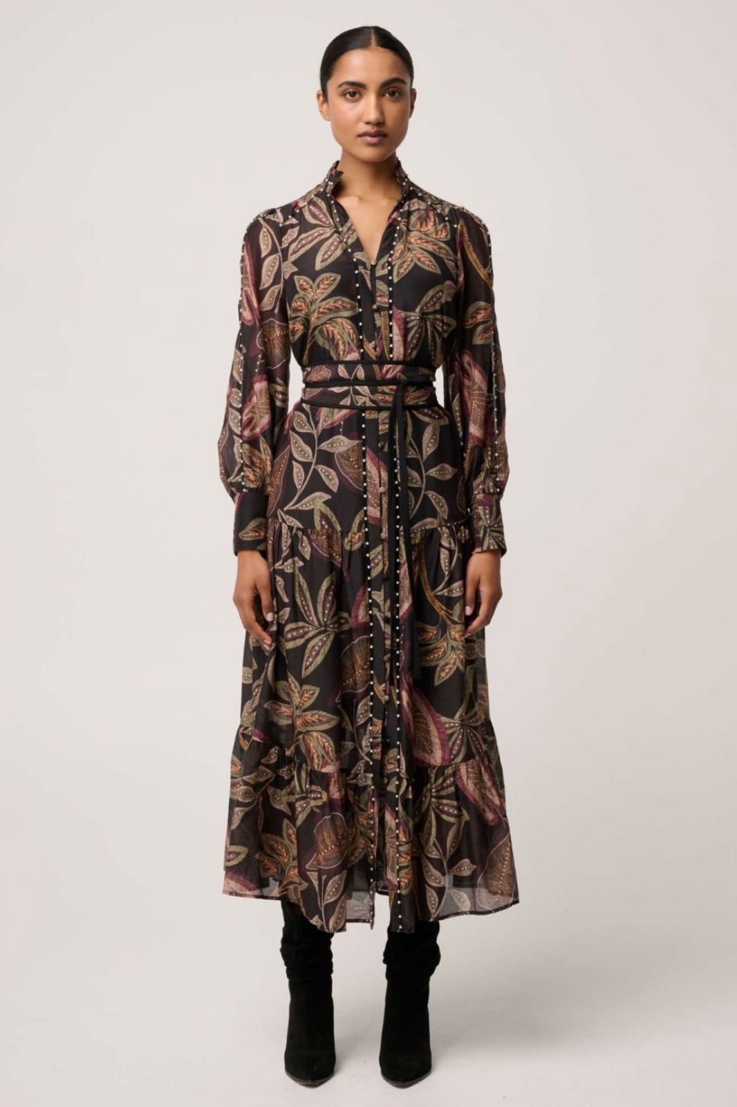 Wanderlust Pearl Embellished Maxi Dress | Dark Tropique