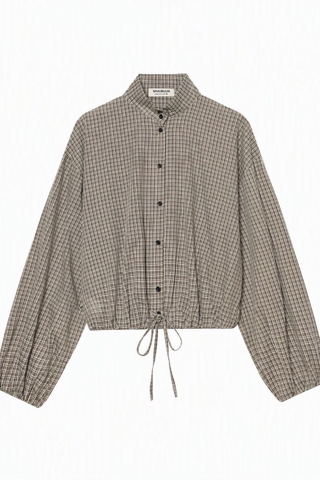 Gingham Drawstring Jacket | Chocolate Check