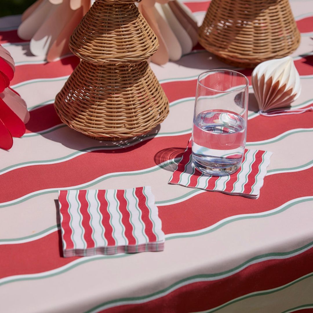 Paper Napkins | Red/Pink Wavy
