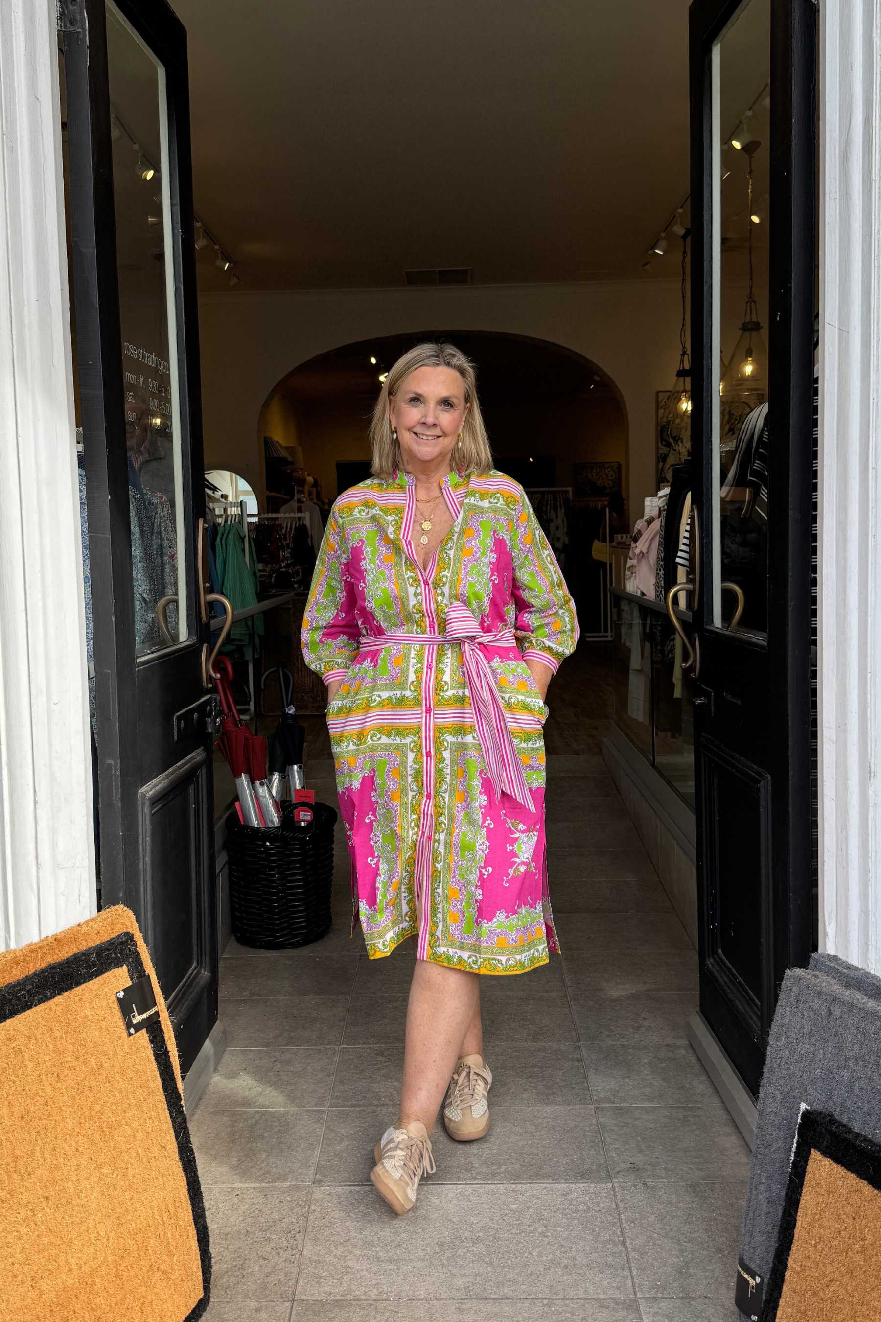 Cirque Midi Dress | Aria Lime Pink