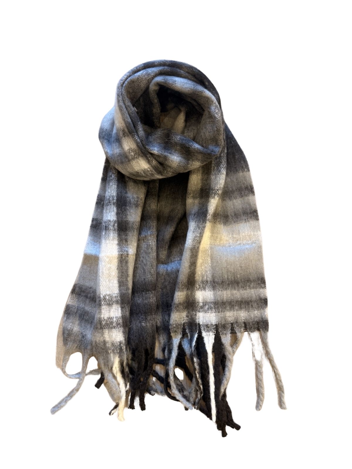 Check Scarf | Black, Grey + White