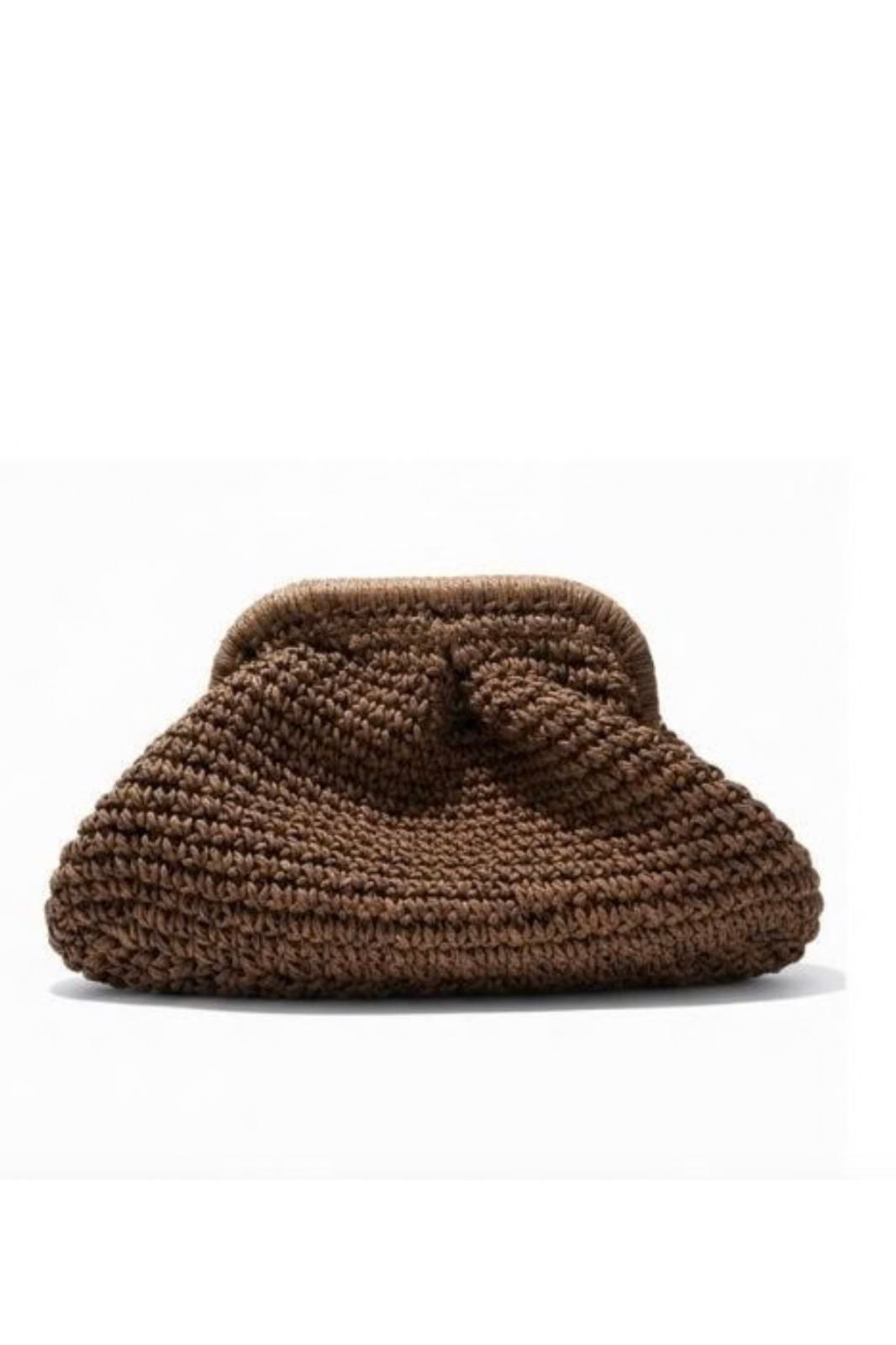 Chocolate Raffia Clutch