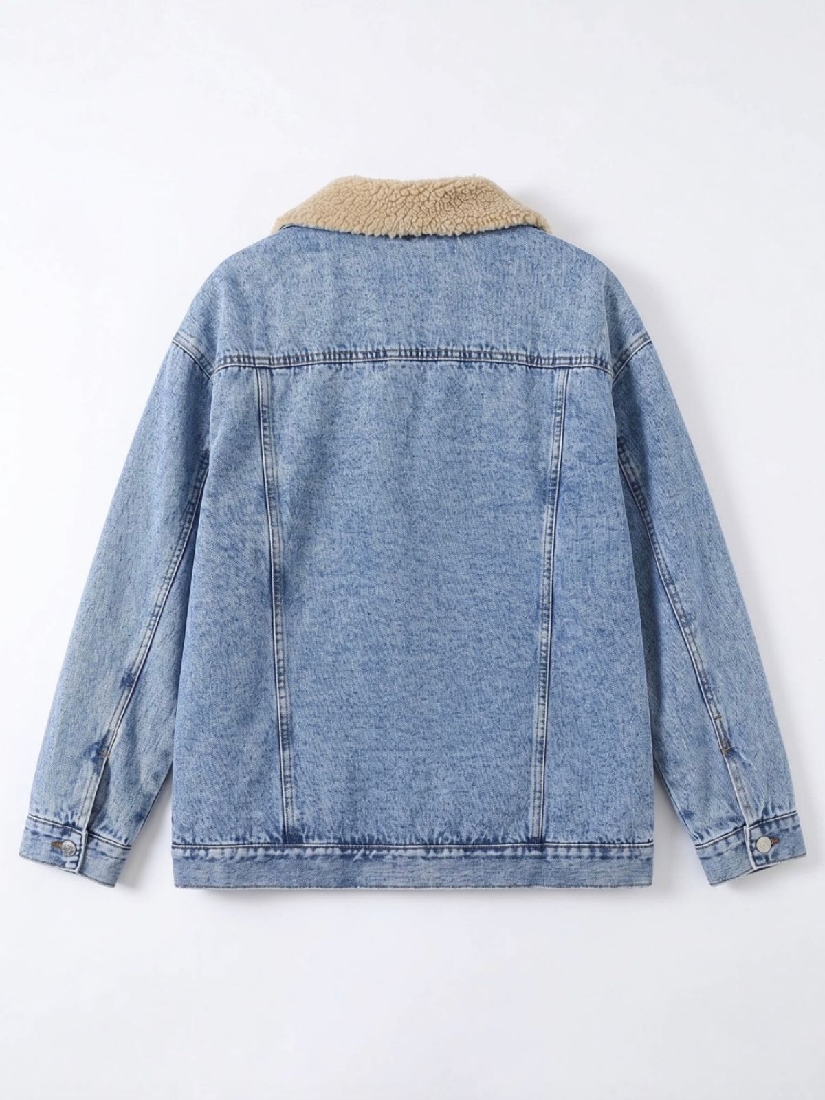 Sherpa Lined Denim Boyfriend Jacket