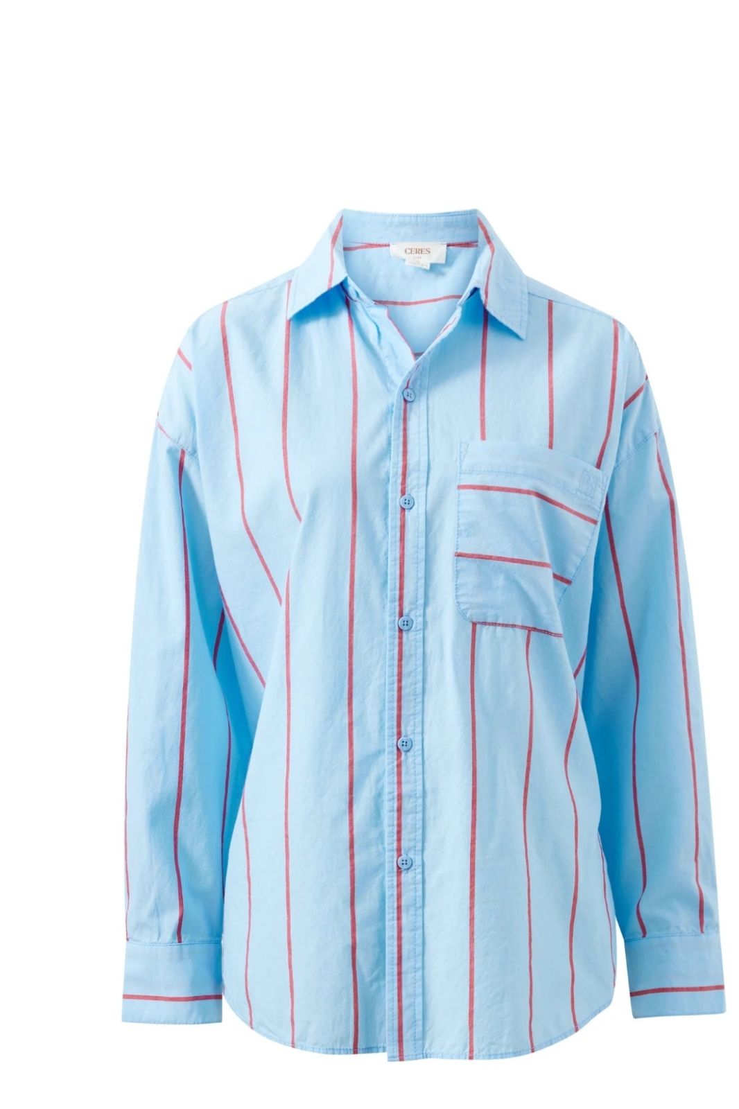 Peta Oversized Shirt | Fresh Blue Red Bold Stripe