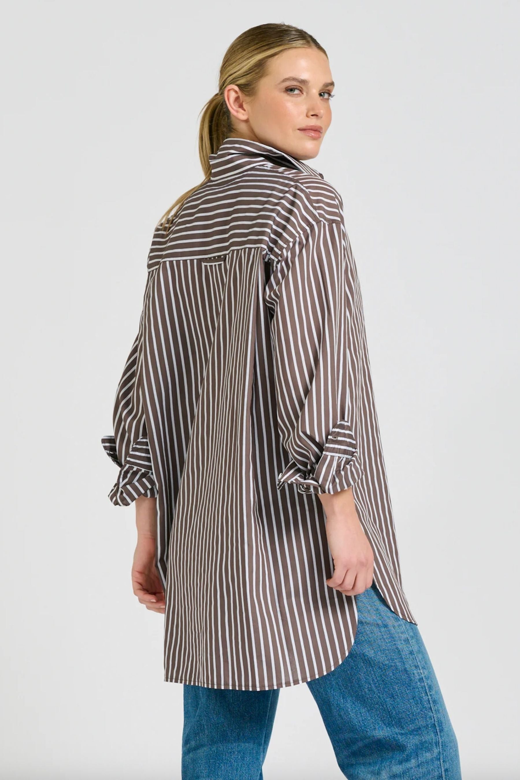 The Boyfriend Shirt | Choc Stripe