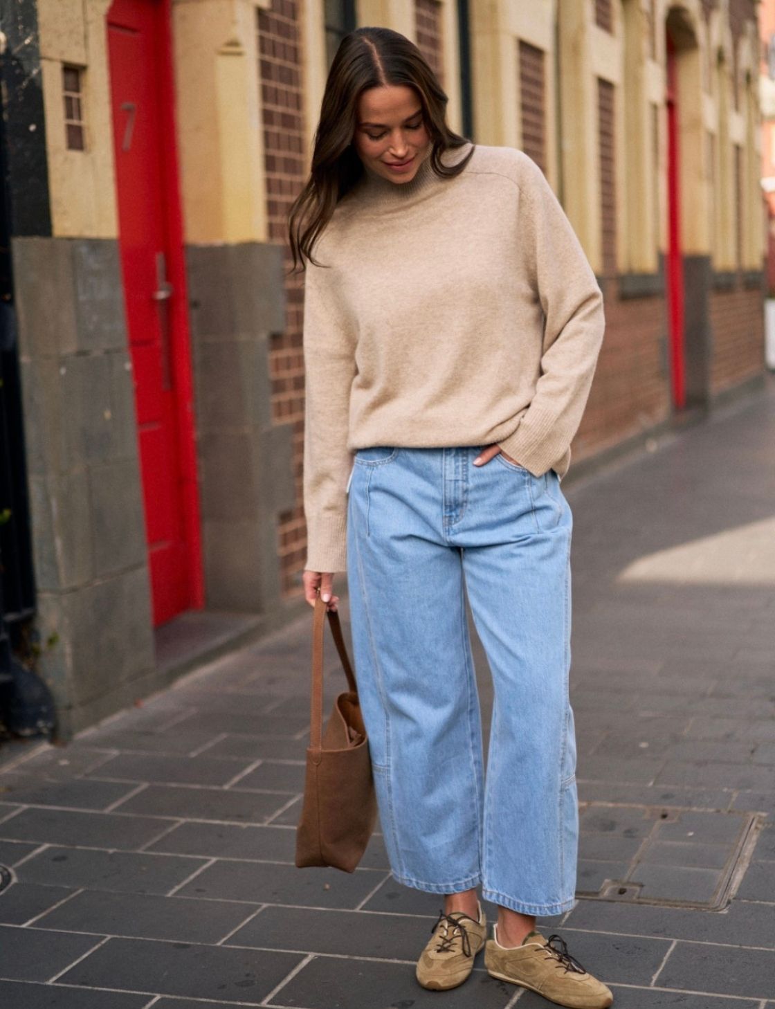 Alex Oversized Funnel Neck Sweater | Oat Marle