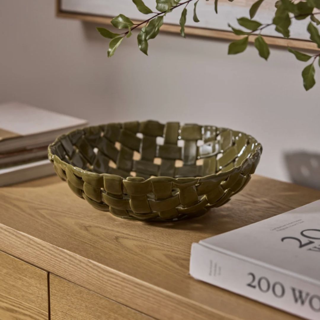 Woven Ceramic Bowl | Green