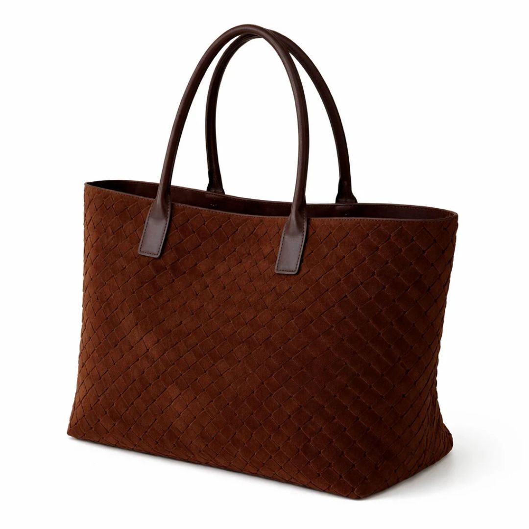 Monica Chocolate Suede Tote Bag