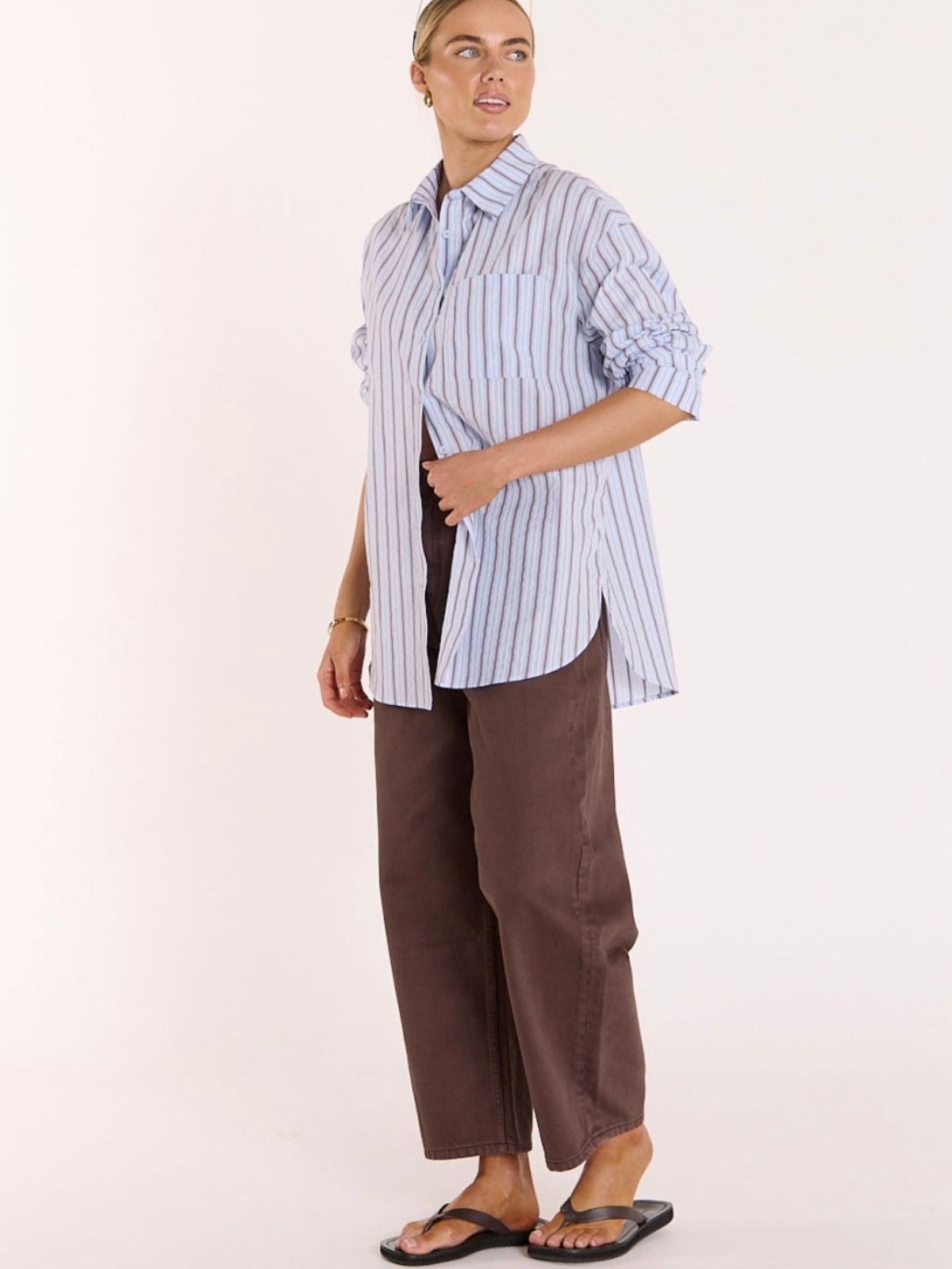 Emily Shirt | Blue Chocolate Stripe