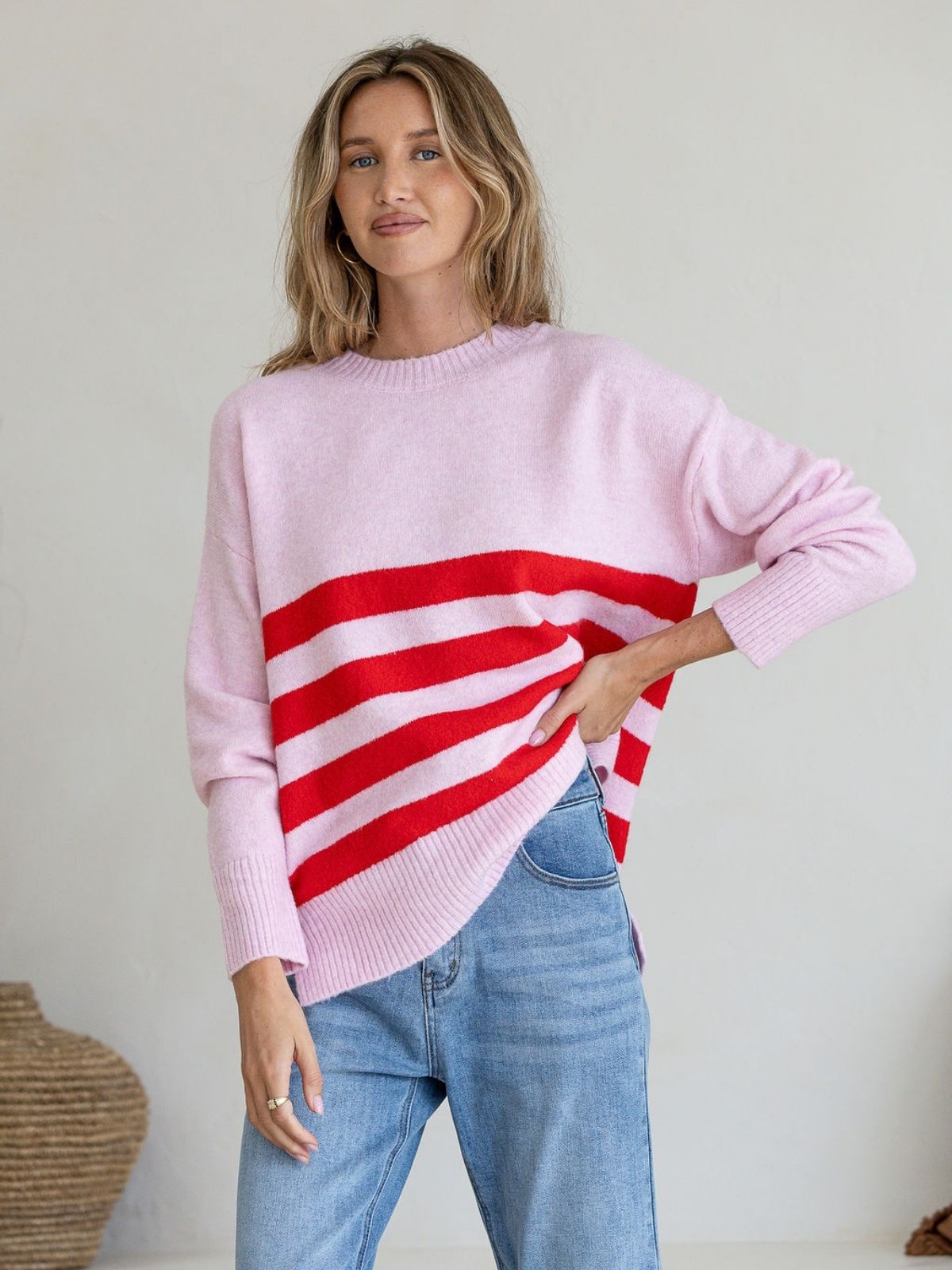 Stripe Manor Knit | Pink/Red