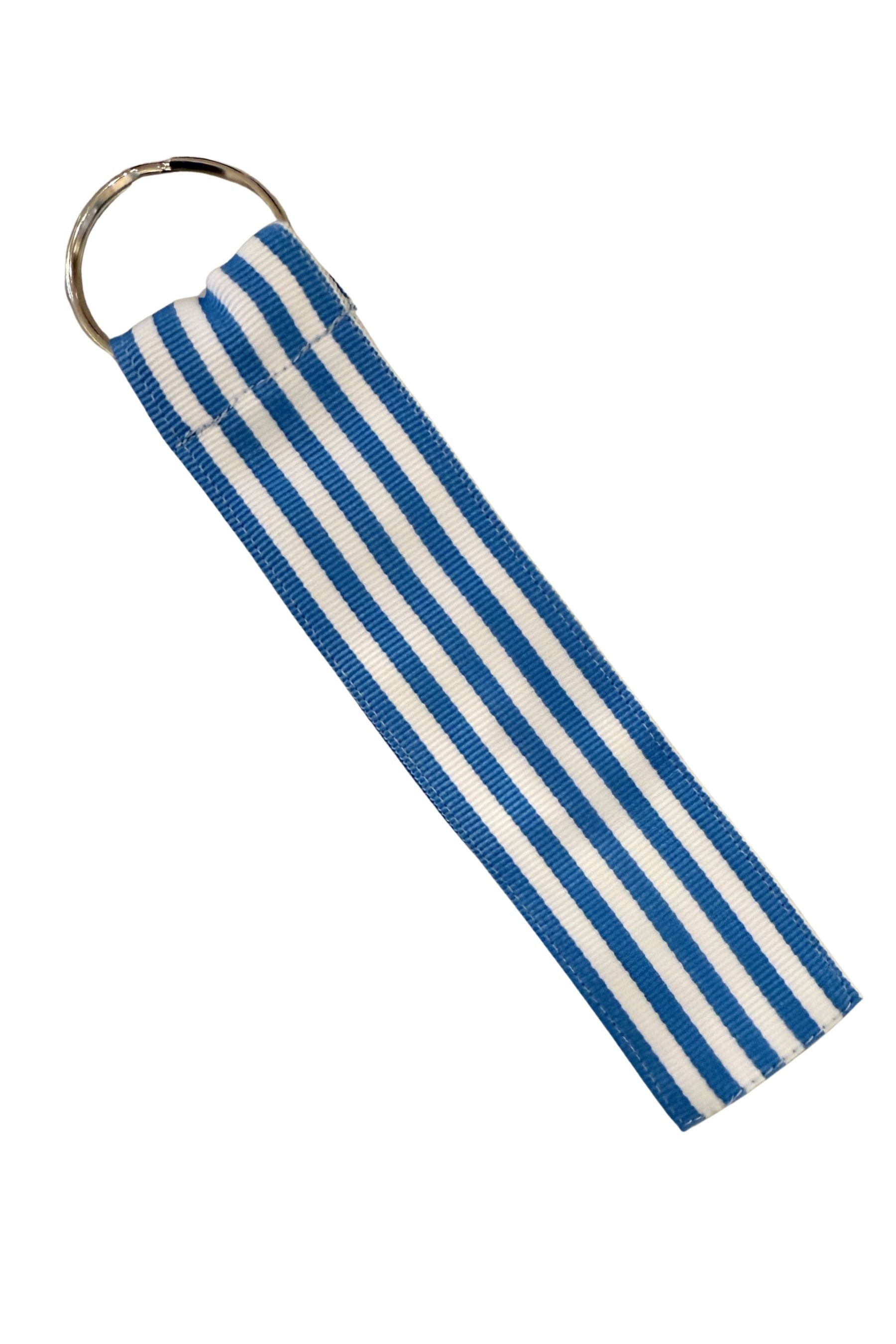 Grosgrain Key Rings | Pale Blue &amp; White Stripe