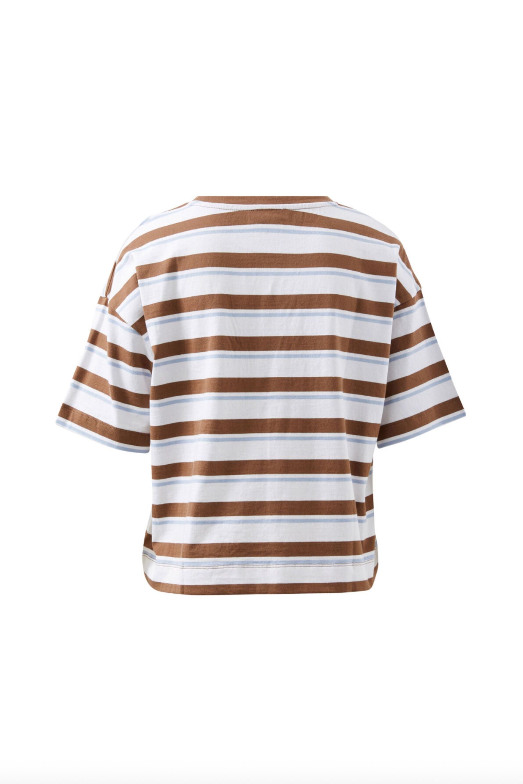 Boxy Pocket Tee | White/Milk Choc/Chalk Stripe