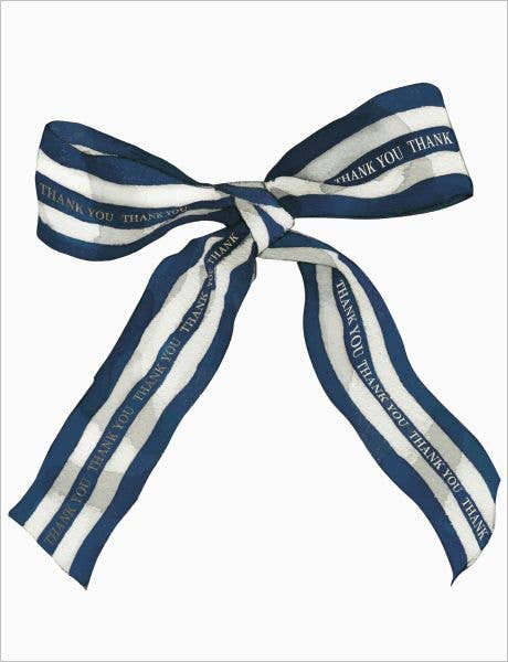 Foil Card-Big Navy Sriped Bow Thank You