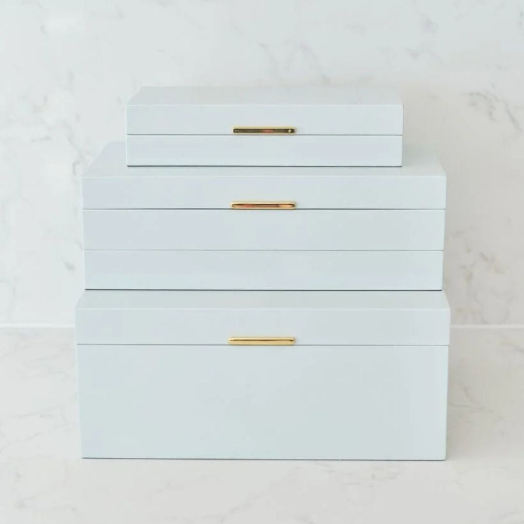 Long Lacquered Jewellery Box | Blue