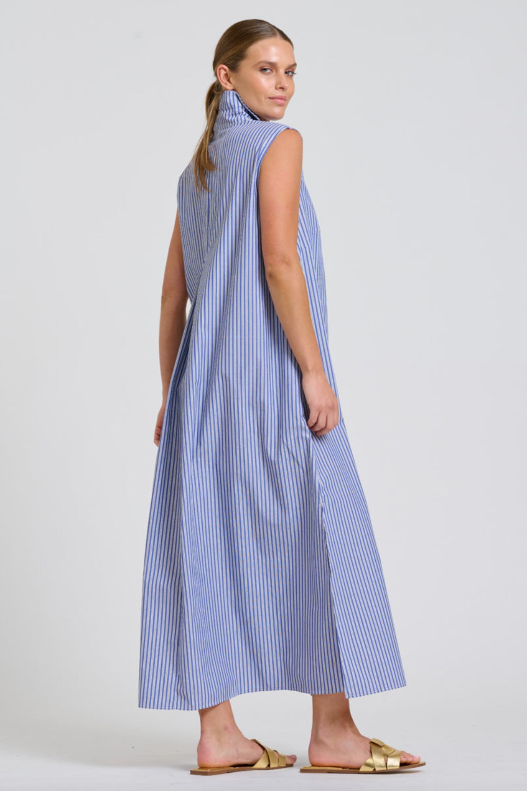 The Freya Shirt Dress | Navy Stripe