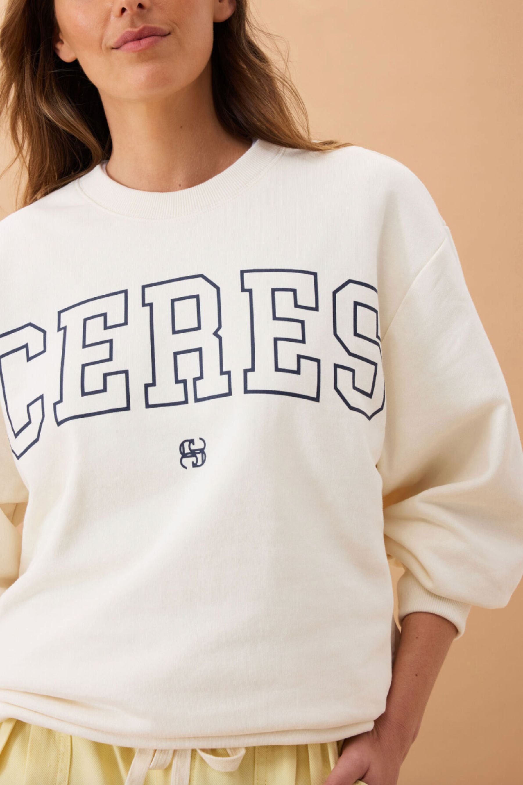 Isla Oversized Crew | White &amp; Navy Heritage