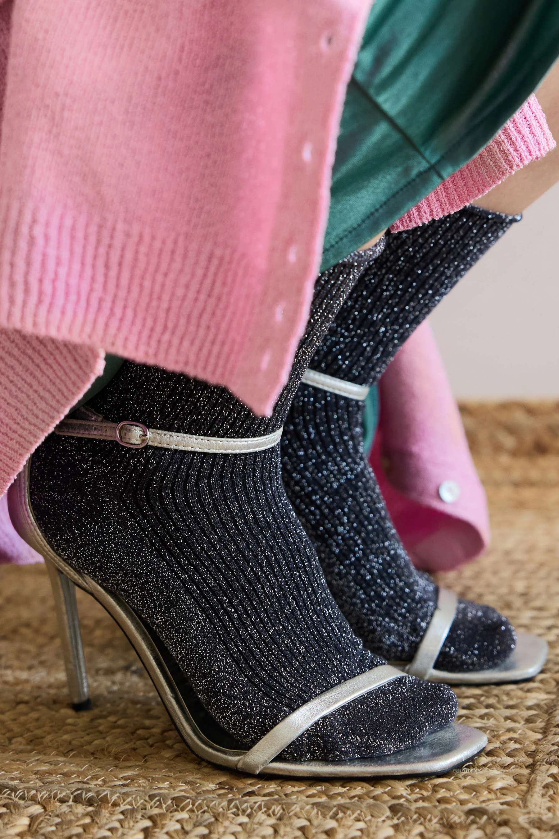 Glitter Lurex Socks | Grey