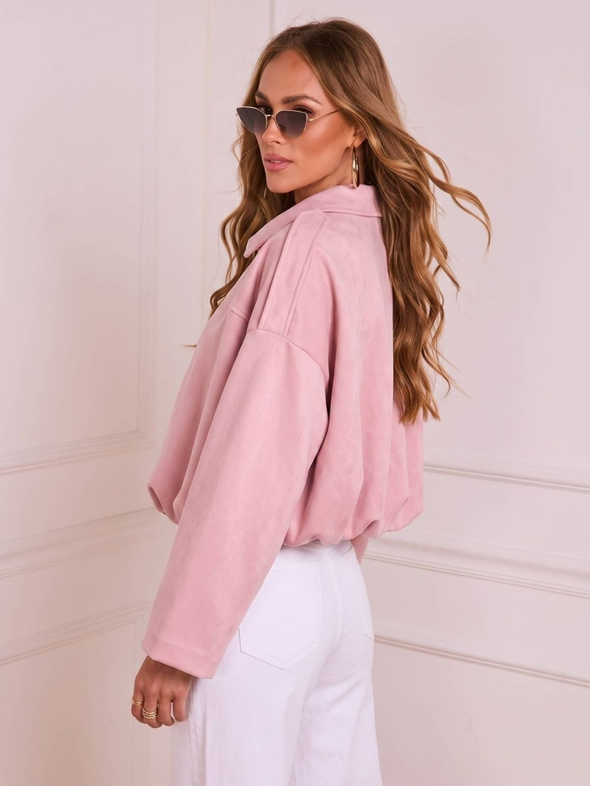 Faux Suede Jacket | Pale Pink