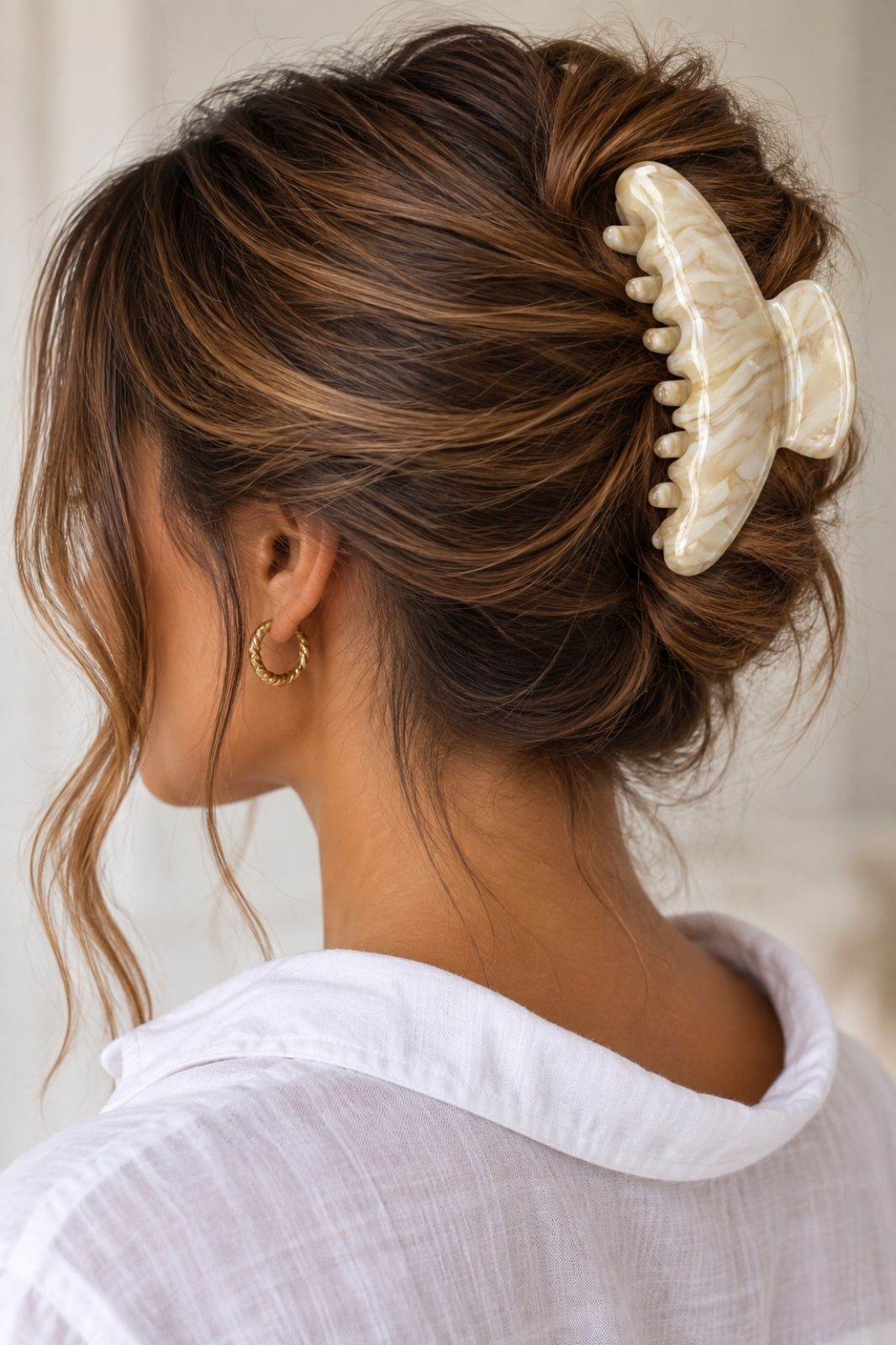 Large Claw Clip | Grey Marble