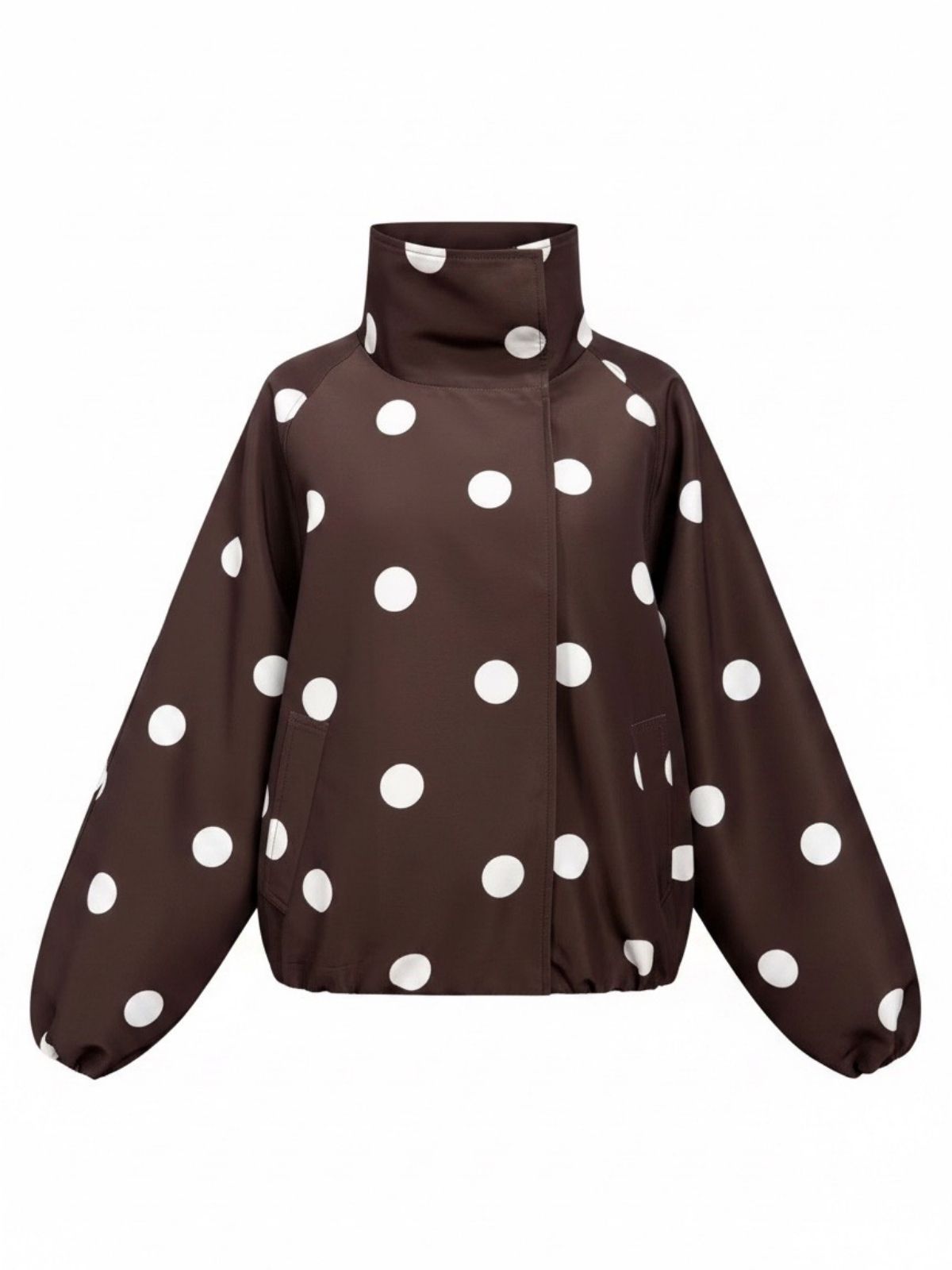 Polka Dot Funnel Neck Jacket | Choc
