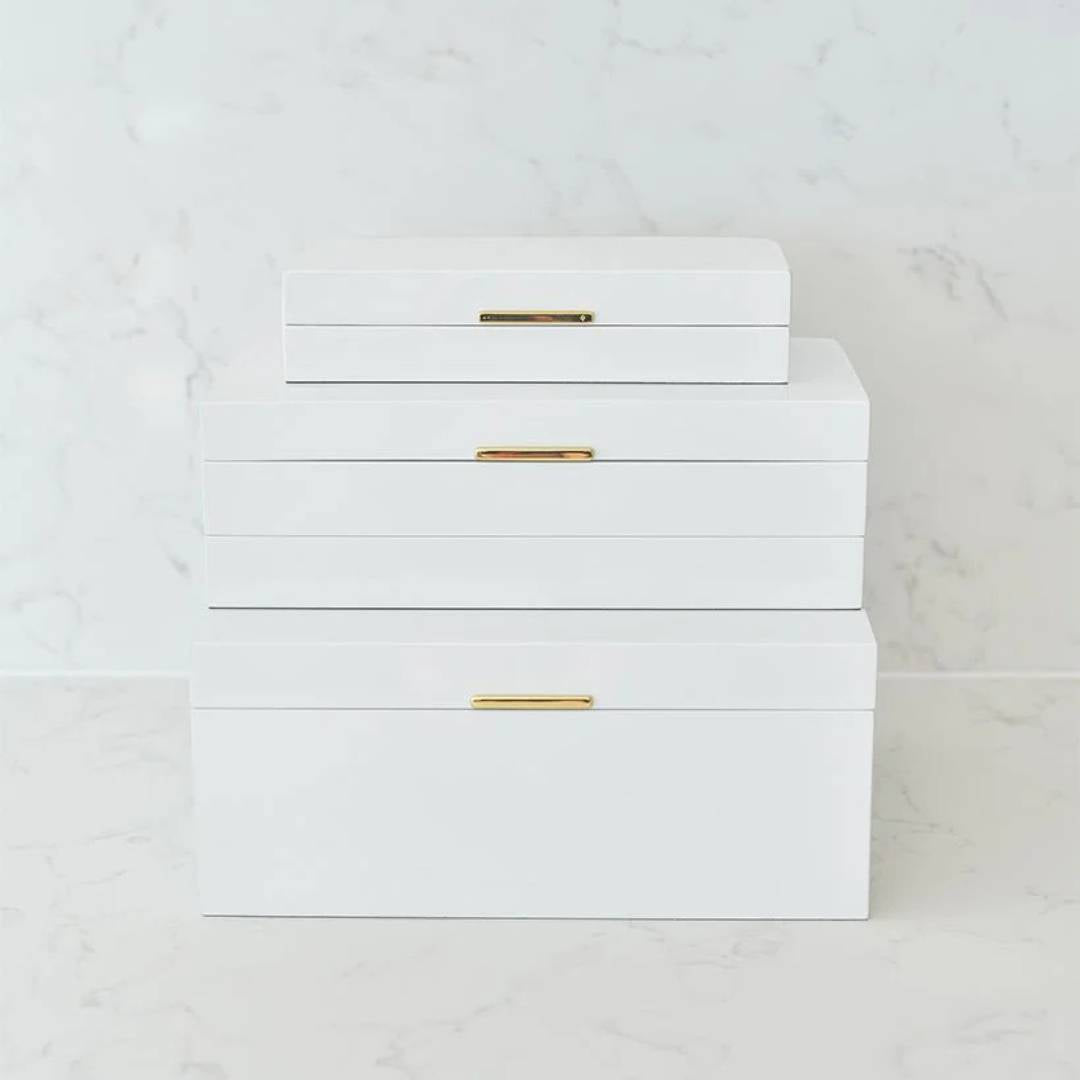 Long Lacquered Jewellery Box | White