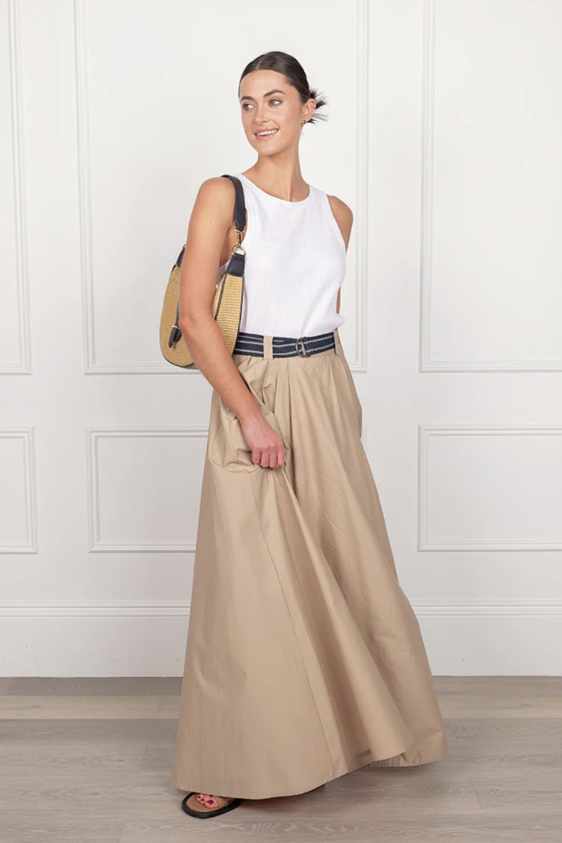Kara Cotton Maxi Skirt | Stone