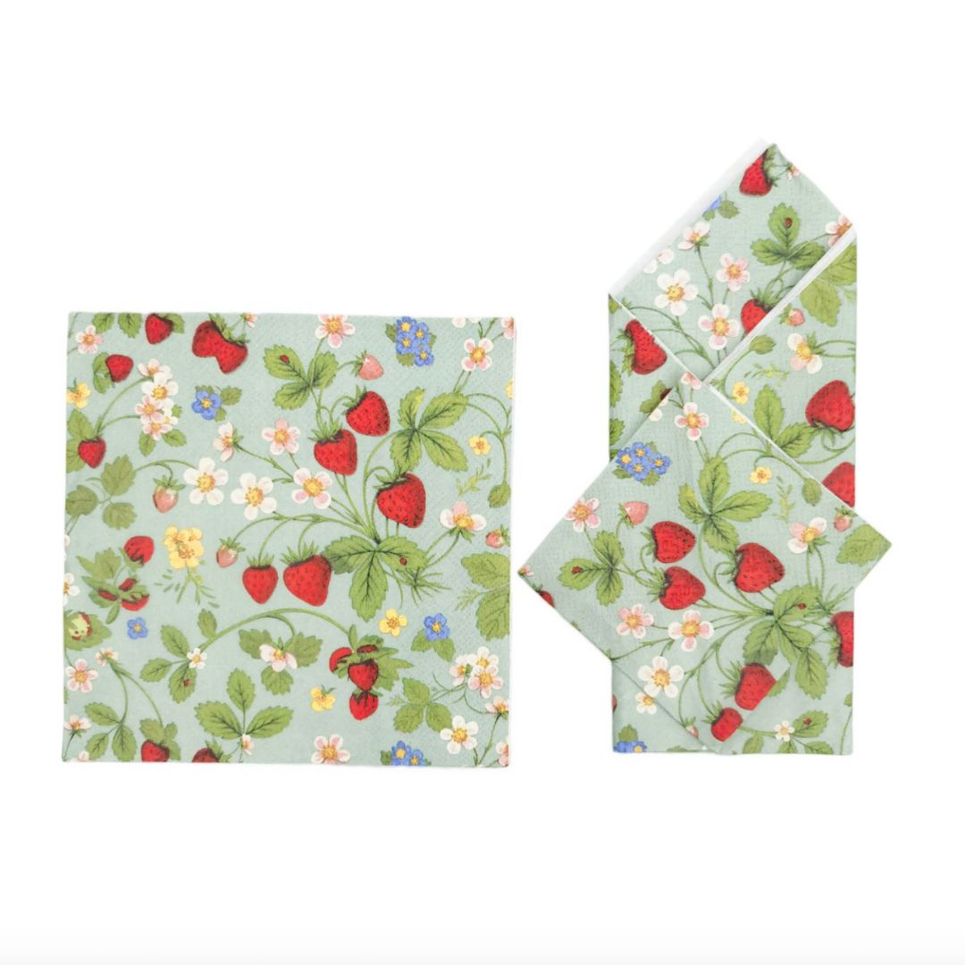 Lunch Napkins | Strawberry Field Green