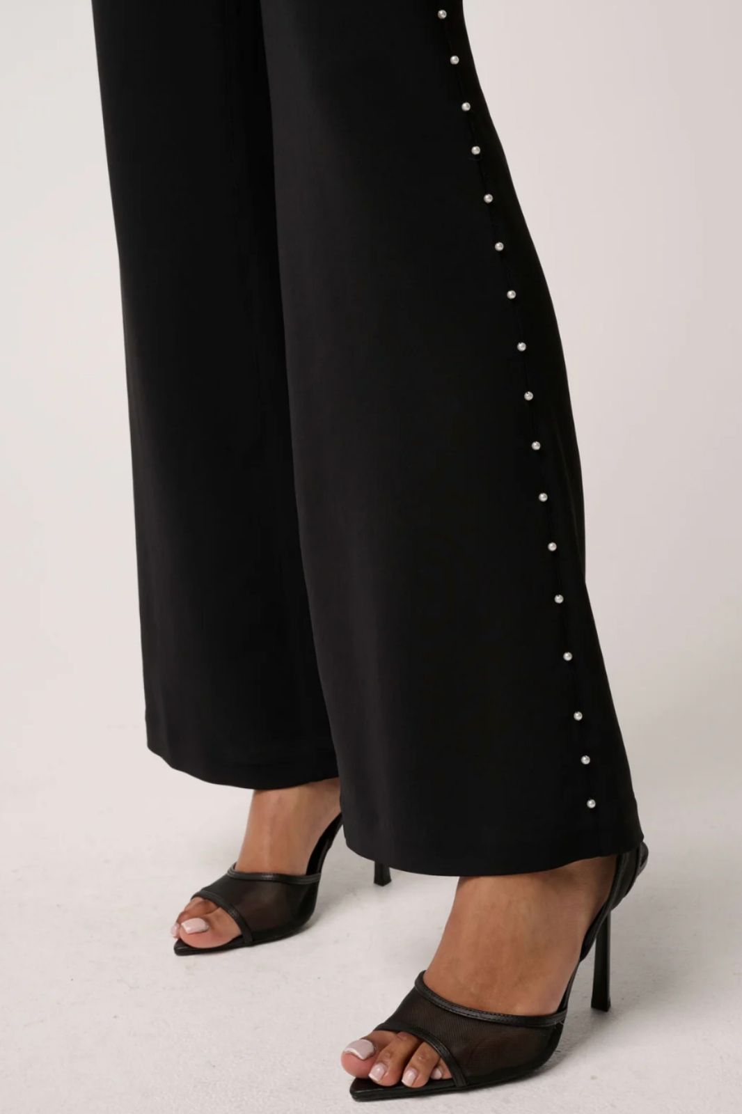 Marcela Pearl Embellished Viscose Stretch Pant | Black