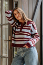 Stefi Knit | Wine Blue Stripe