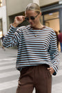 Carter Long Sleeve Tee | Chocolate Blue Stripe