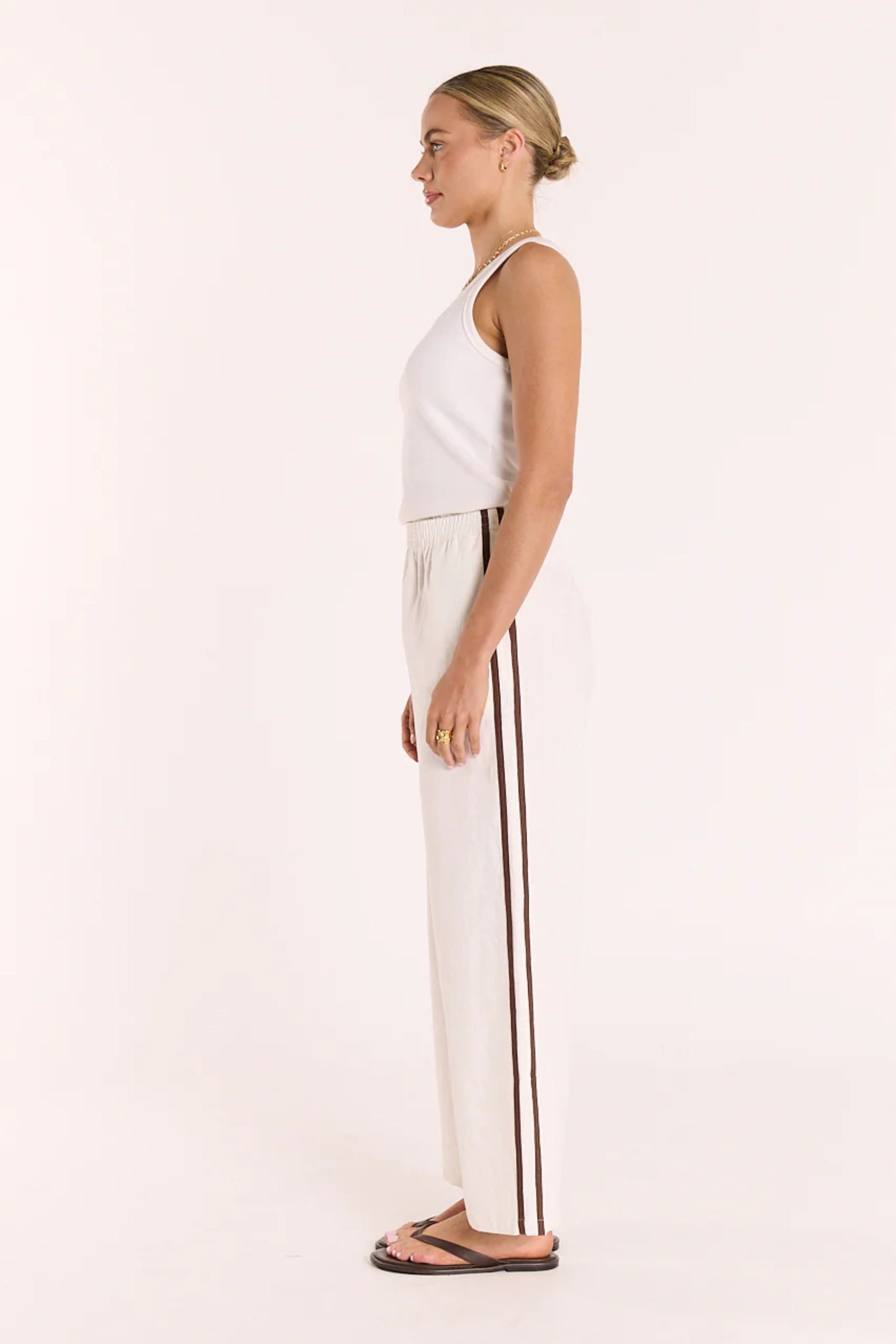 Marley Cropped Pant | Chocolate Stripe