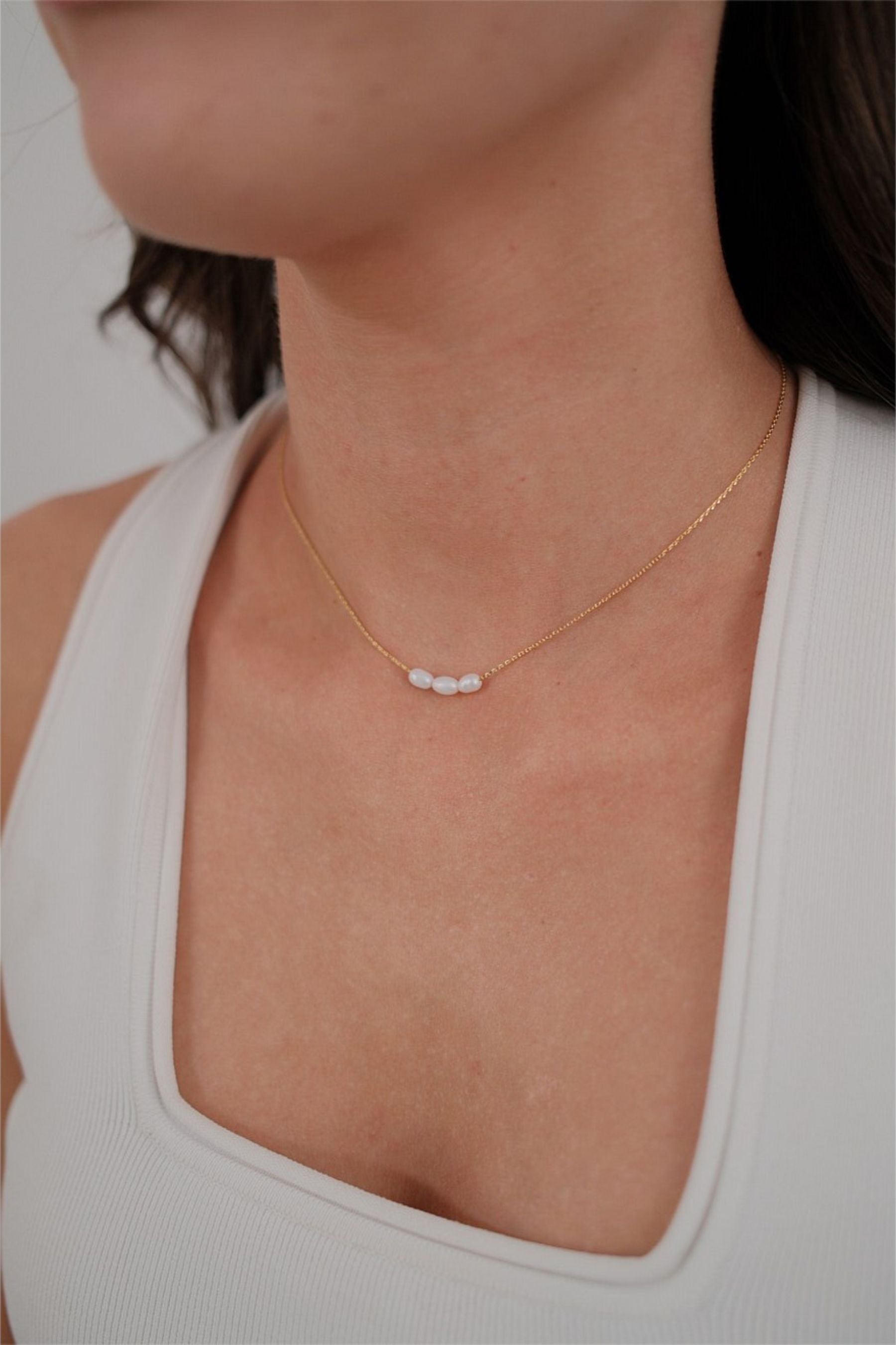 Mini Pearl Necklace | Gold