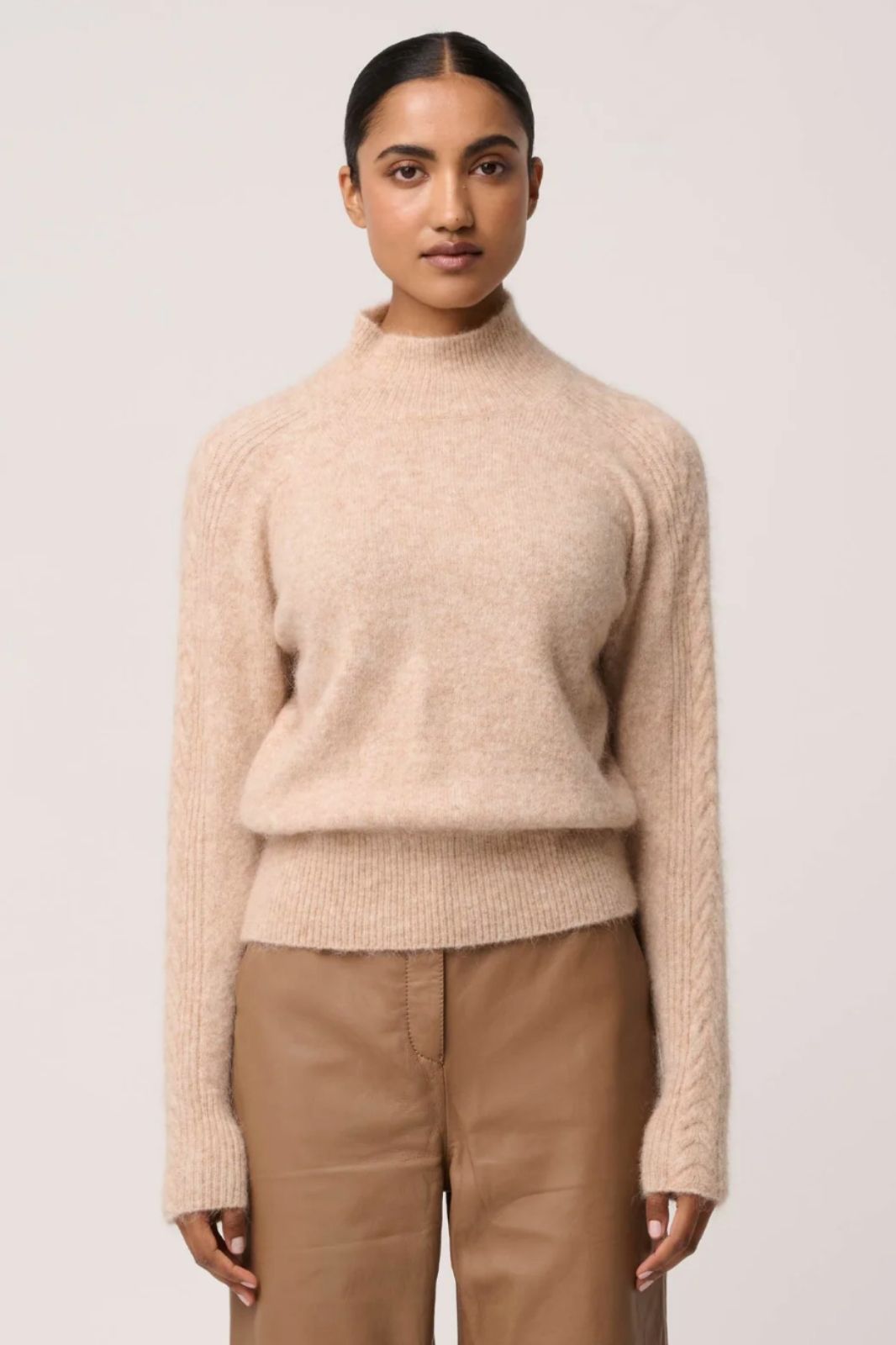 Savanna Alpaca Wool Blend Sweater | Almond