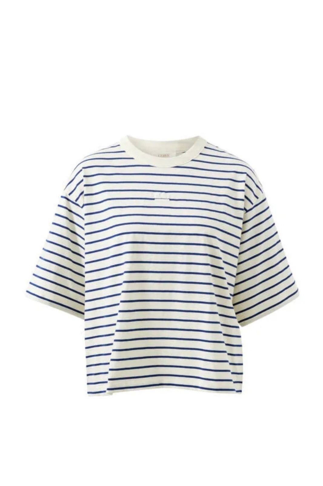 Phoebe Premium Tee | Milk/Prussian Blue Stripe