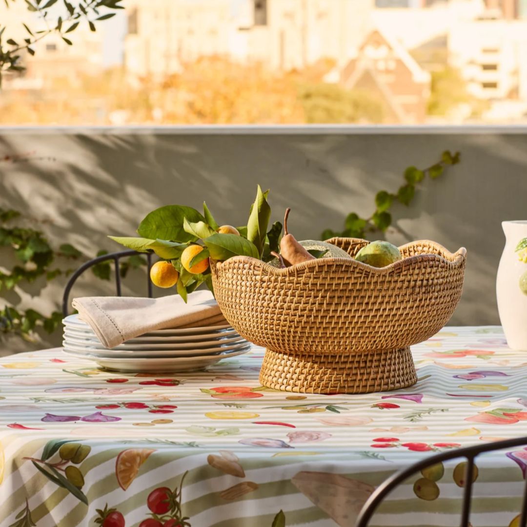 Rattan Pedestal Fruit Bowl
