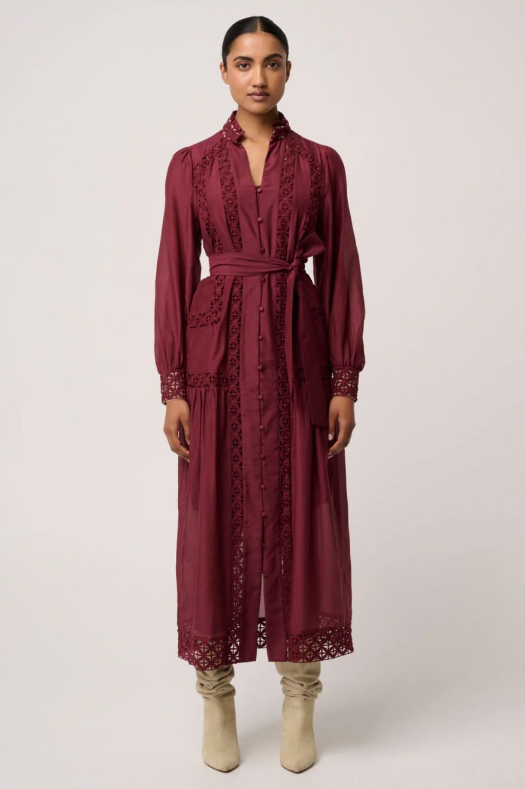 Cascadian Cotton Silk Maxi Dress | Bordeaux
