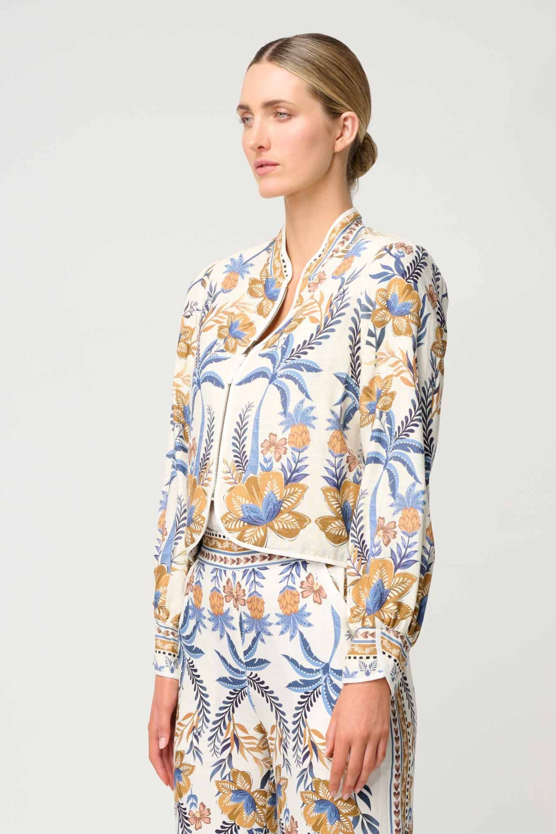 Aurora Reversible Print Linen Jacket | Medina/Marrakech Topaz